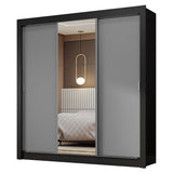 Placard Matrimonial 3 Puertas Corredizas con Espejos Marrón/Gris Nobre