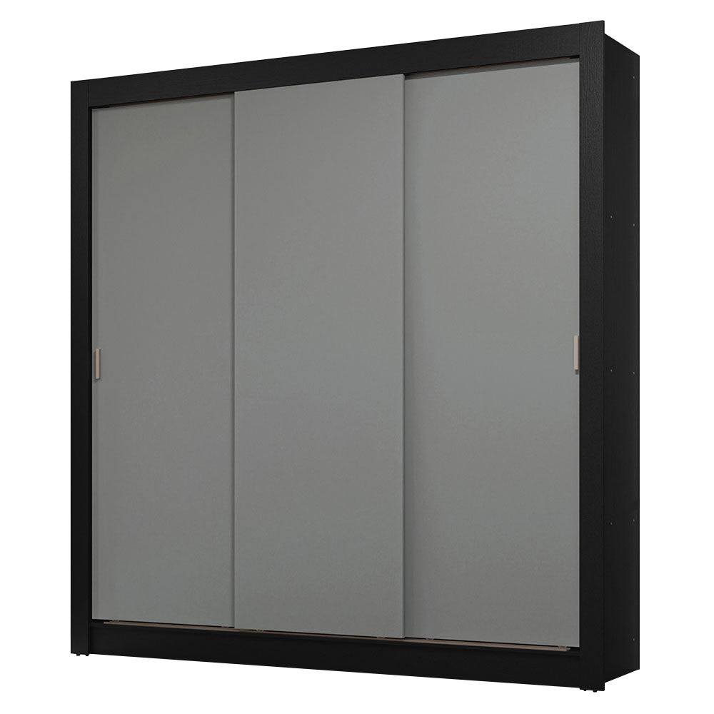 Placard Matrimonial 3 Puertas Corredizas 2 Cajones Negro/Gris Sublime