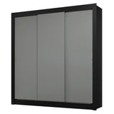 Placard Matrimonial 3 Puertas Corredizas 2 Cajones Negro/Gris Sublime