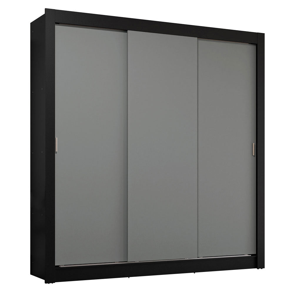 Placard Matrimonial 3 Puertas Corredizas 4 Cajones Negro/Gris Sublime Plus