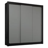 Placard Matrimonial 3 Puertas Corredizas 4 Cajones Negro/Gris Sublime Plus