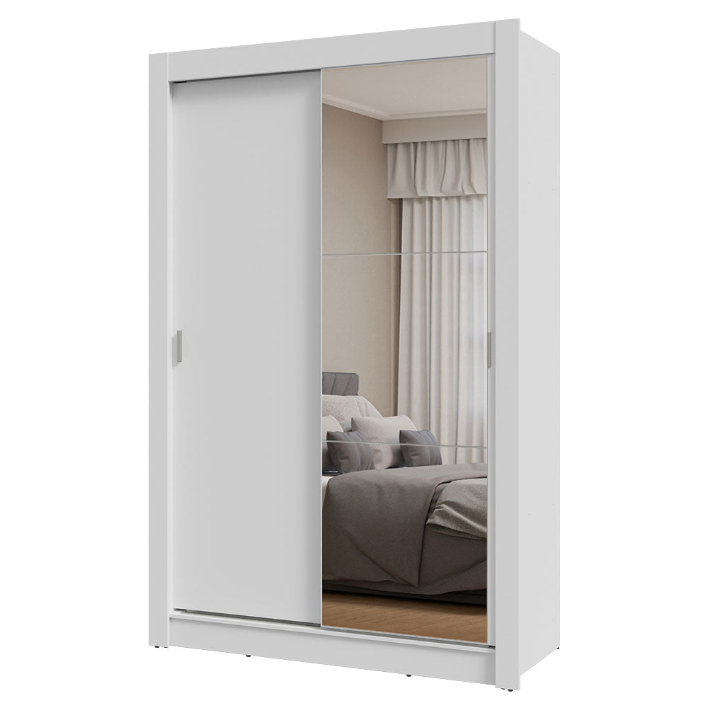 Placard 2 Puertas Corredizas con Espejo Blanco Milano