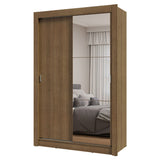 Placard Soltero 2 Puertas Corredizas con Espejo Marrón Milano