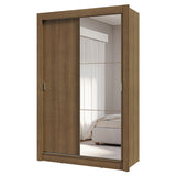 Placard Soltero 2 Puertas Corredizas con Espejo 4 Cajones Marrón Vivare Plus
