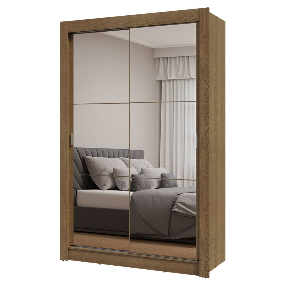 Placard Soltero 2 Puertas Corredizas con Espejos Marrón Milano