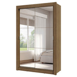 Placard Soltero 2 Puertas Corredizas con Espejos 4 Cajones Marrón Vivare Plus