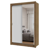 Placard Soltero 2 Puertas Corredizas con Espejo Marrón/Blanco Milano