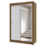 Placard Soltero 2 Puertas Corredizas con Espejo 4 Cajones Marrón/Blanco Vivare Plus