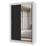 Placard 2 Puertas Corredizas con Espejo 2 Cajones Blanco/Negro Vivare