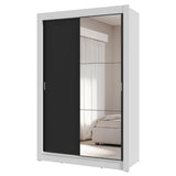 Placard 2 Puertas Corredizas con Espejo 4 Cajones Blanco/Negro Vivare Plus