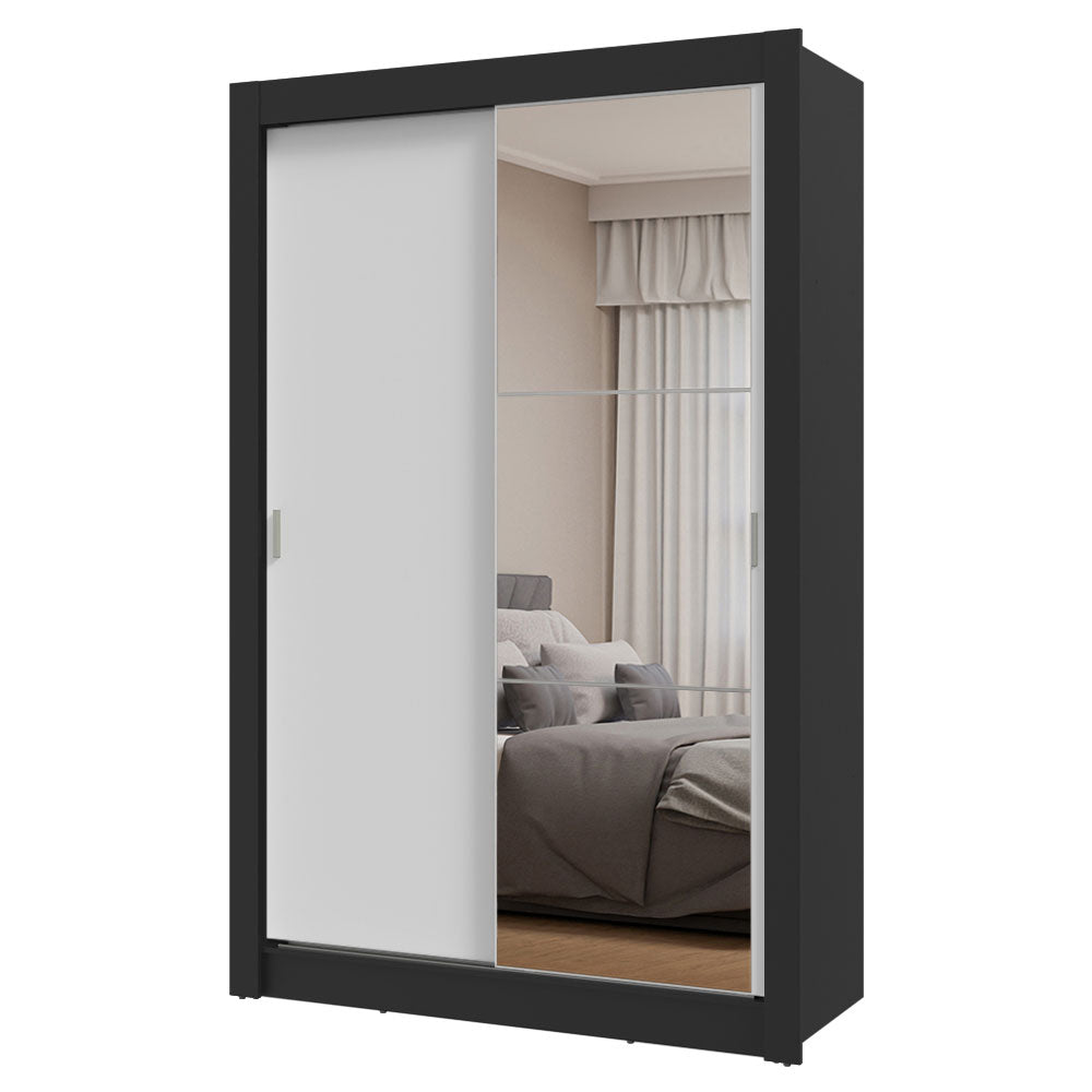 Placard 2 Puertas Corredizas con Espejo Negro/Blanco Milano