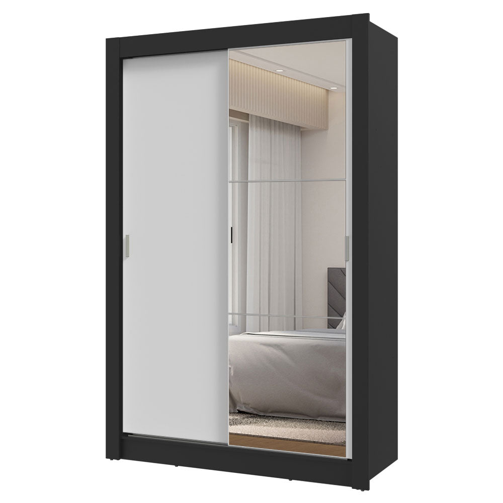 Placard 2 Puertas Corredizas con Espejo 2 Cajones Negro/Blanco Vivare