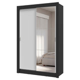 Placard 2 Puertas Corredizas con Espejo 4 Cajones Negro/Blanco Vivare Plus