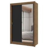 Placard Soltero 2 Puertas Corredizas con Espejo 2 Cajones Marrón/Negro Vivare