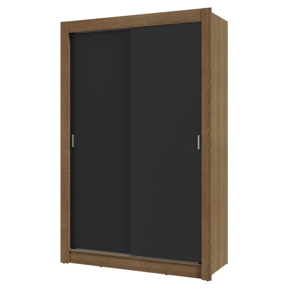 Placard Soltero 2 Puertas Corredizas 4 Cajones Marrón/Negro Vivare Plus