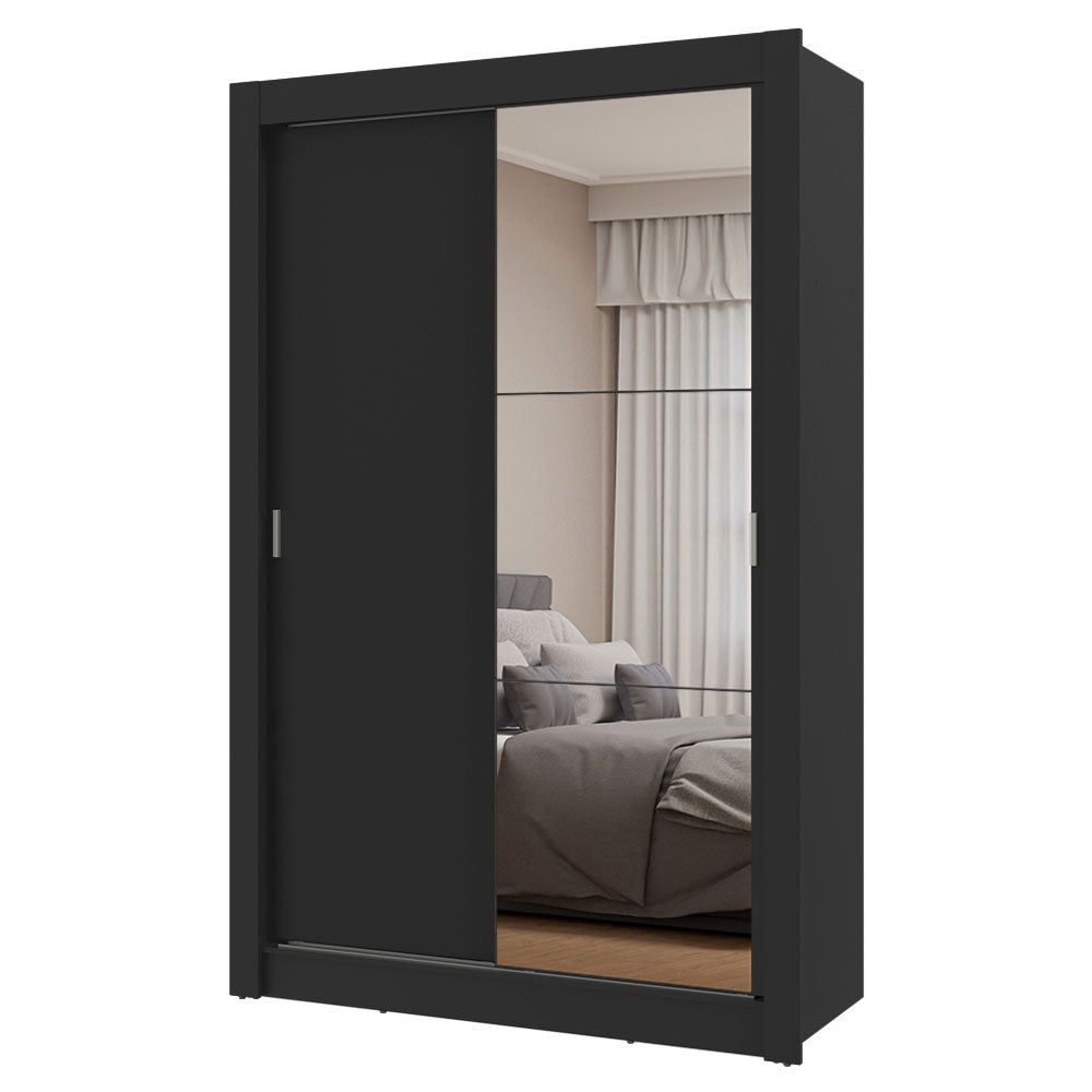 Placard individual 2 Puertas corredizas con Espejo Negro Milano Madesa