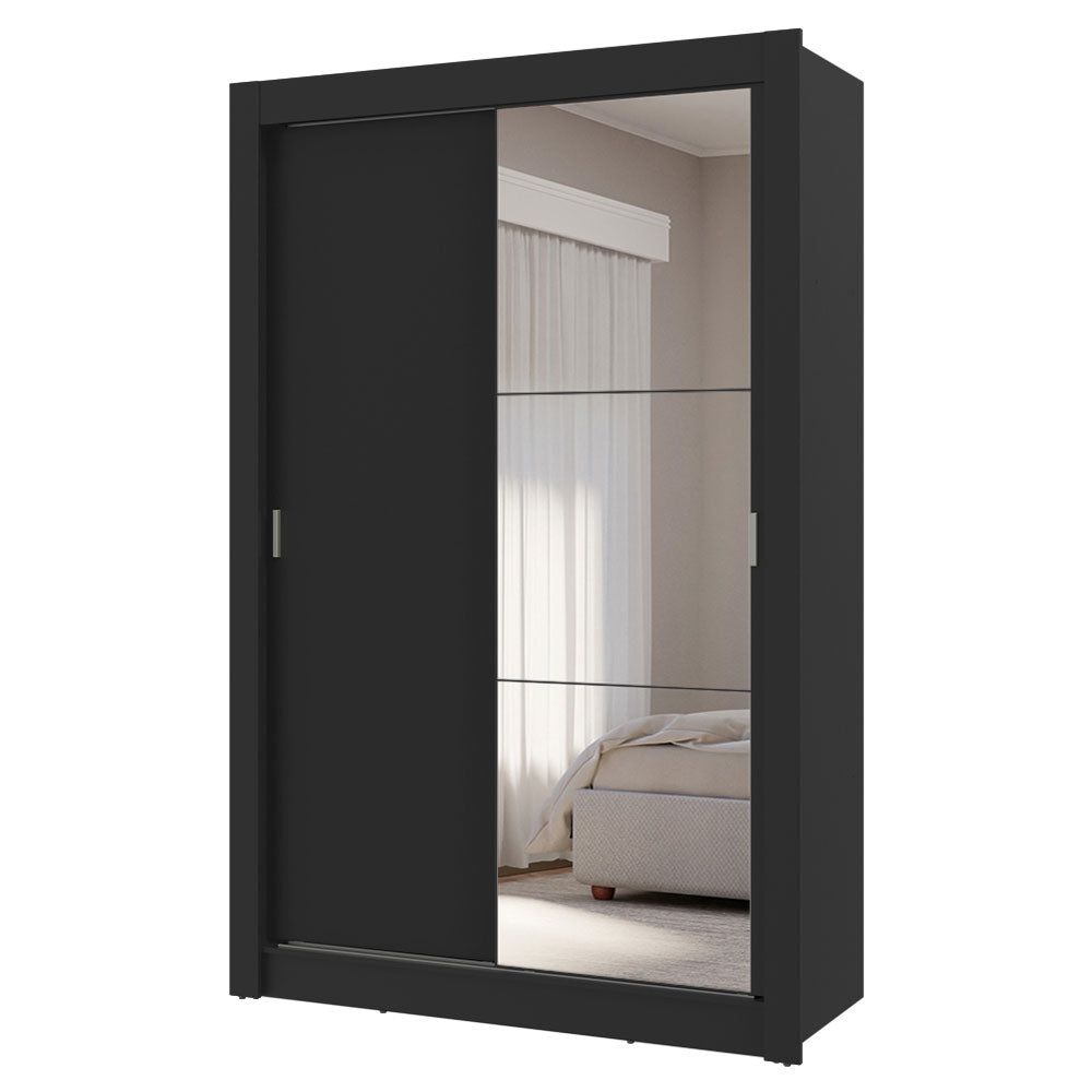 Placard 2 Puertas Corredizas con Espejo 4 Cajones Negro Vivare Plus