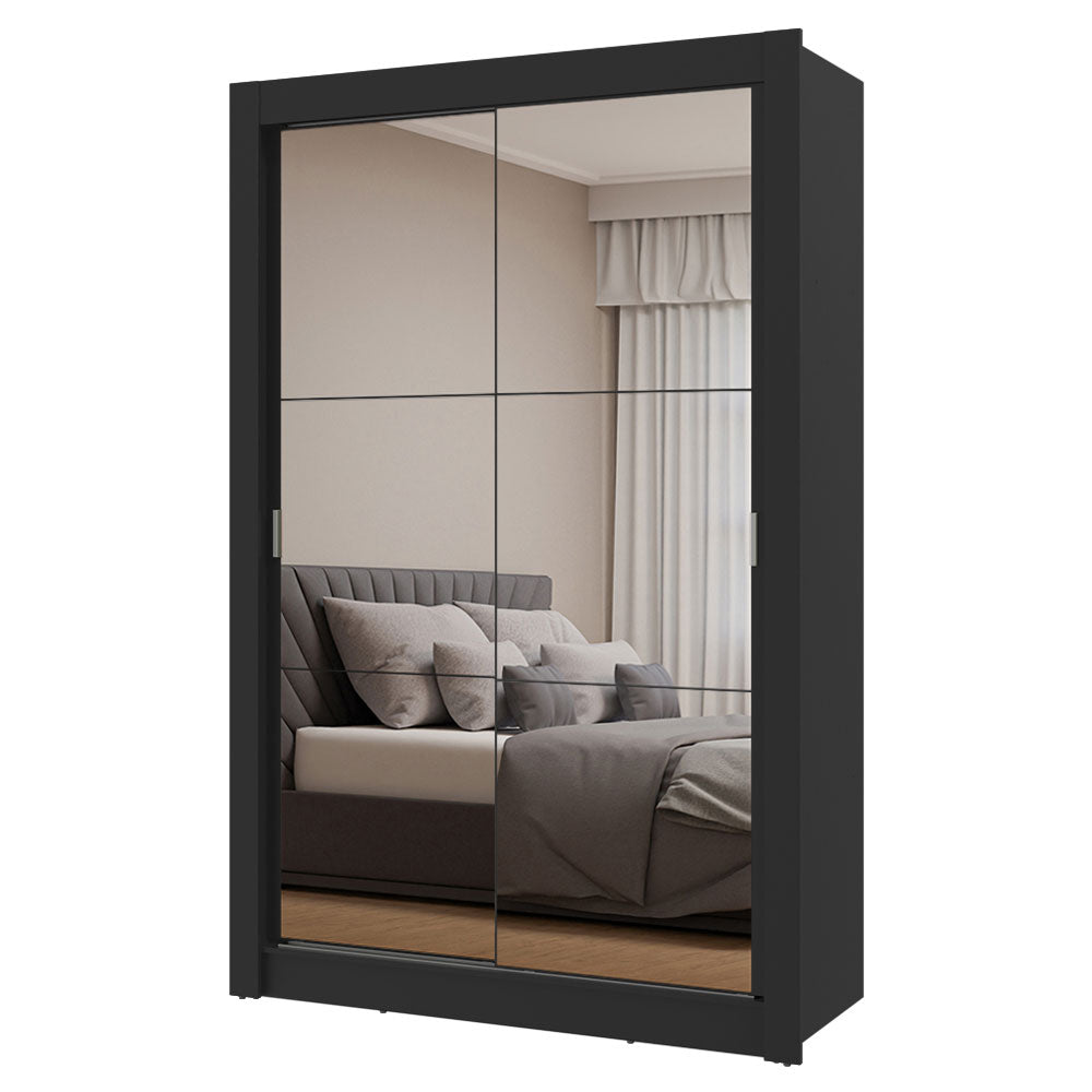 Placard 2 Puertas Corredizas con Espejos Negro Milano