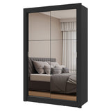 Placard 2 Puertas Corredizas con Espejos Negro Milano