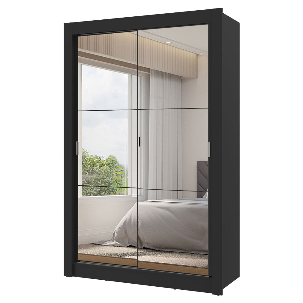 Placard 2 Puertas Corredizas con Espejos 2 Cajones Negro Vivare