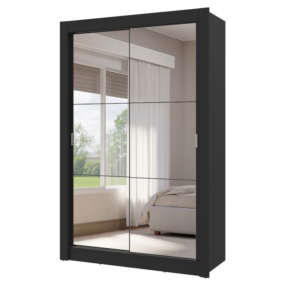 Placard 2 Puertas Corredizas con Espejos 4 Cajones Negro Vivare Plus