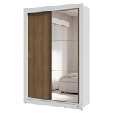 Placard Soltero 2 Puertas Corredizas con Espejo 4 Cajones Blanco/Marrón Vivare Plus