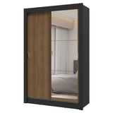 Placard Soltero 2 Puertas Corredizas con Espejo 2 Cajones Negro/Marrón Vivare