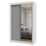 Placard Soltero 2 Puertas Corredizas con Espejo Blanco/Gris Milano