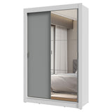 Placard Soltero 2 Puertas Corredizas con Espejo 2 Cajones Blanco/Gris Vivare