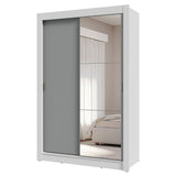 Placard Soltero 2 Puertas Corredizas con Espejo 4 Cajones Blanco/Gris Vivare Plus