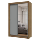 Placard Soltero 2 Puertas Corredizas con Espejo Marrón/Gris Milano