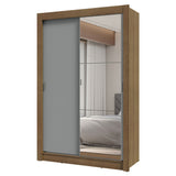 Placard Soltero 2 Puertas Corredizas con Espejo 2 Cajones Marrón/Gris Vivare