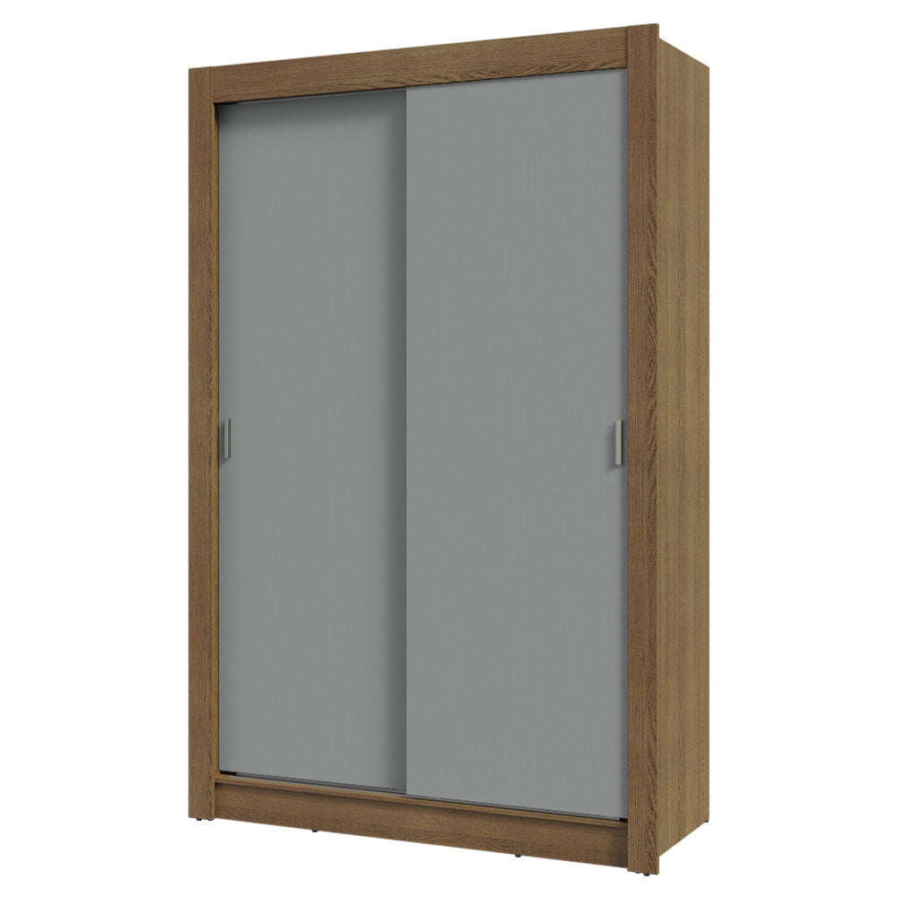 Placard Soltero 2 Puertas Corredizas 4 Cajones Marrón/Gris Vivare Plus