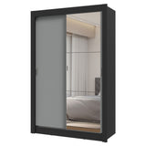 Placard Soltero 2 Puertas Corredizas con Espejo 2 Cajones Negro/Gris Vivare