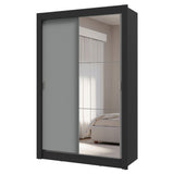 Placard Soltero 2 Puertas Corredizas con Espejo 4 Cajones Negro/Gris Vivare Plus