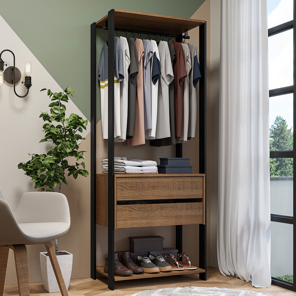 Placard Modular Valencia 2 Cajones 70cm Marrón/Negro