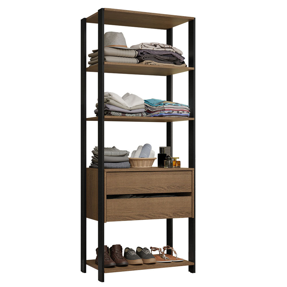 Placard Modulado 2 Cajones 4 Niveles 70cm Marrón/Negro Valencia