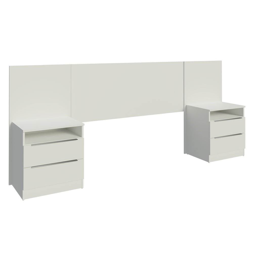 Respaldo de cama extensible Madesa con 2 Mesas de Luz Blanco