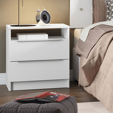 Mesa de Luz 50 cm 2 Cajones Blanco Madesa
