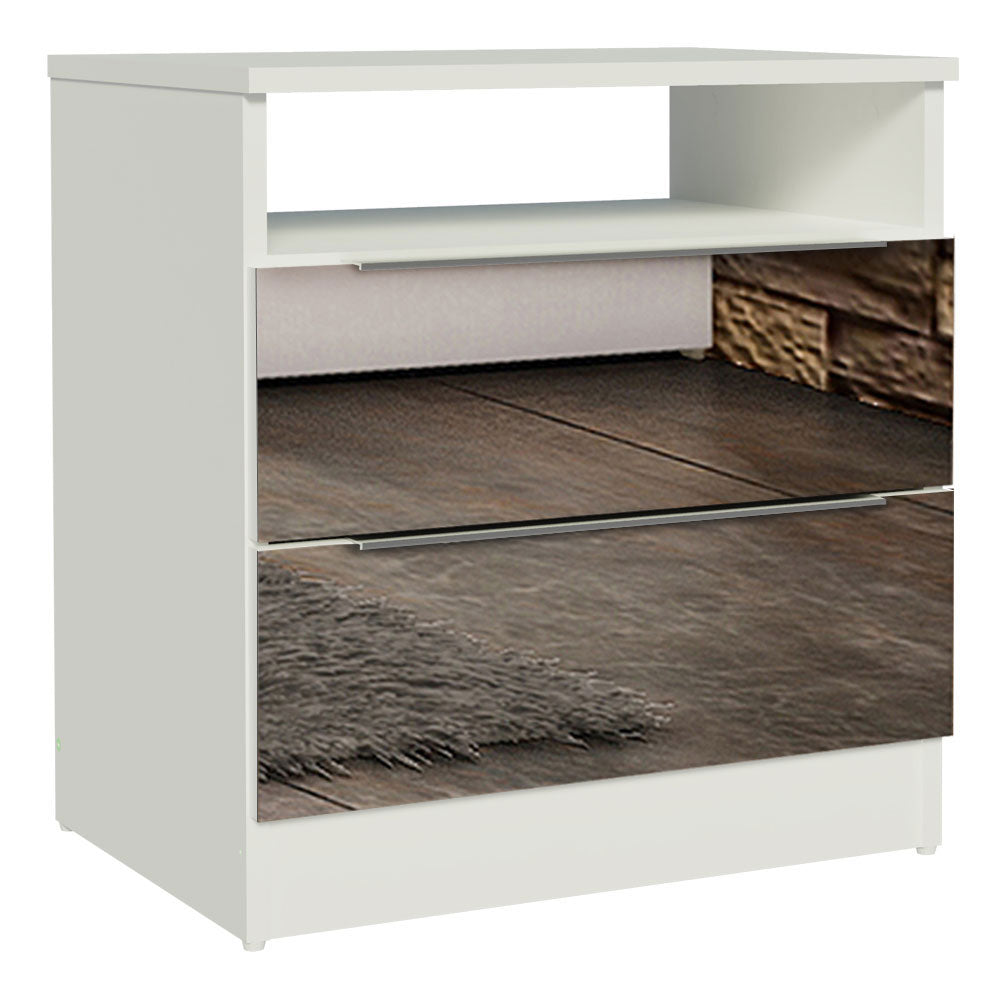 Mesa de Luz Madesa 3227 2 Cajones con Espejo Blanco
