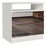 Mesa de Luz Madesa 3227 2 Cajones con Espejo Blanco