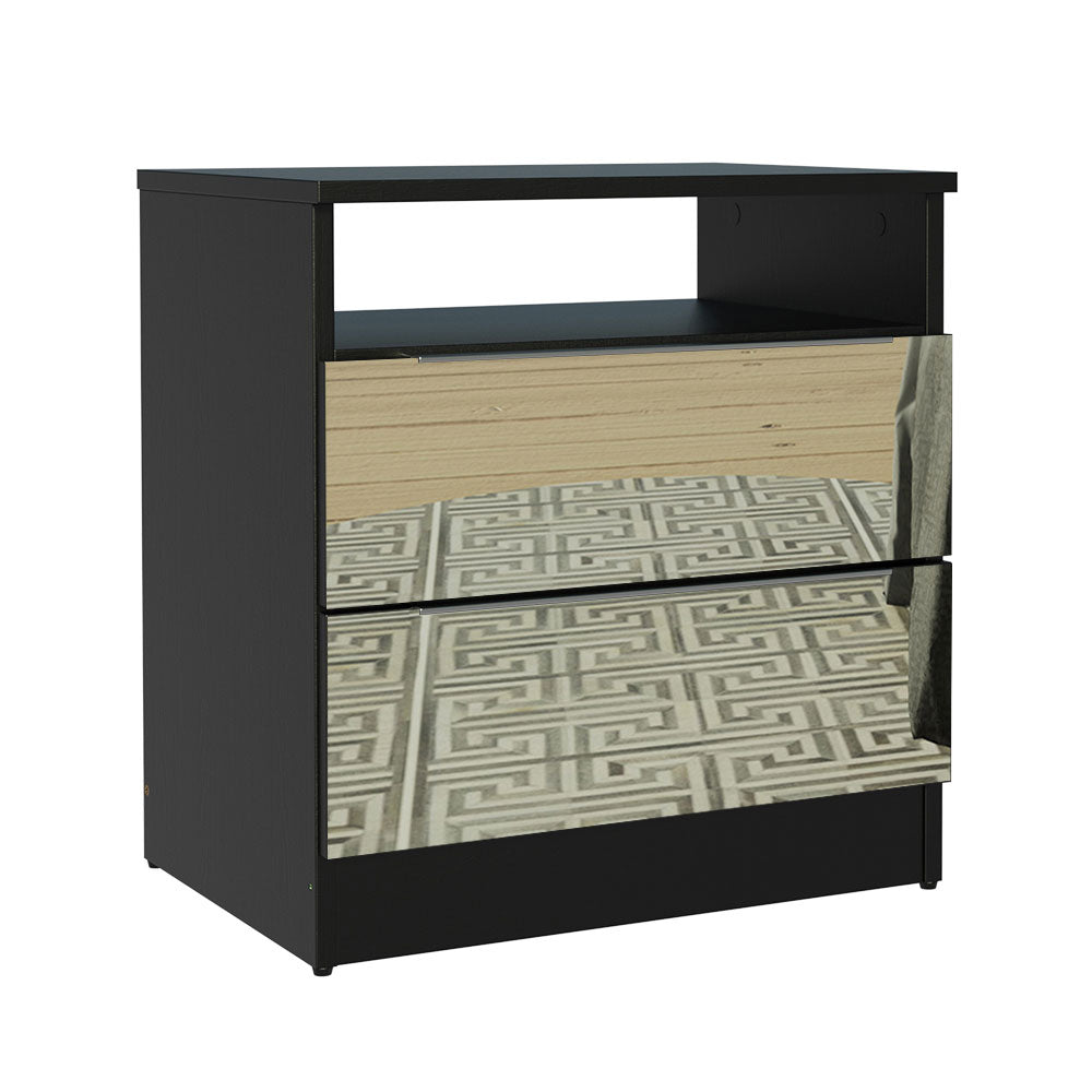 Mesa de Luz Madesa 3227 2 Cajones con Espejo Negro