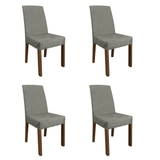 Kit 4 Sillas para Comedor 4255 Marrón/Gamuza Silver Madesa