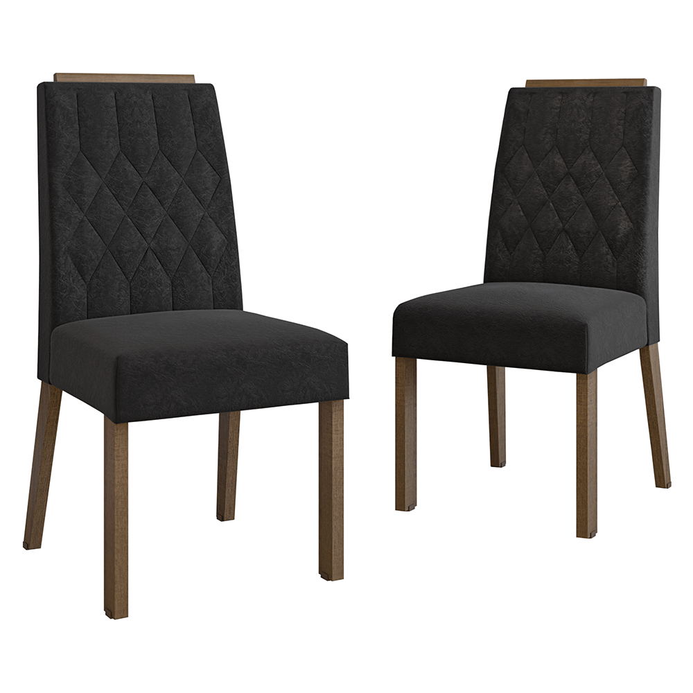 Juego de 2 Sillas 4256 con Detalle Madera Marrón/Oxford