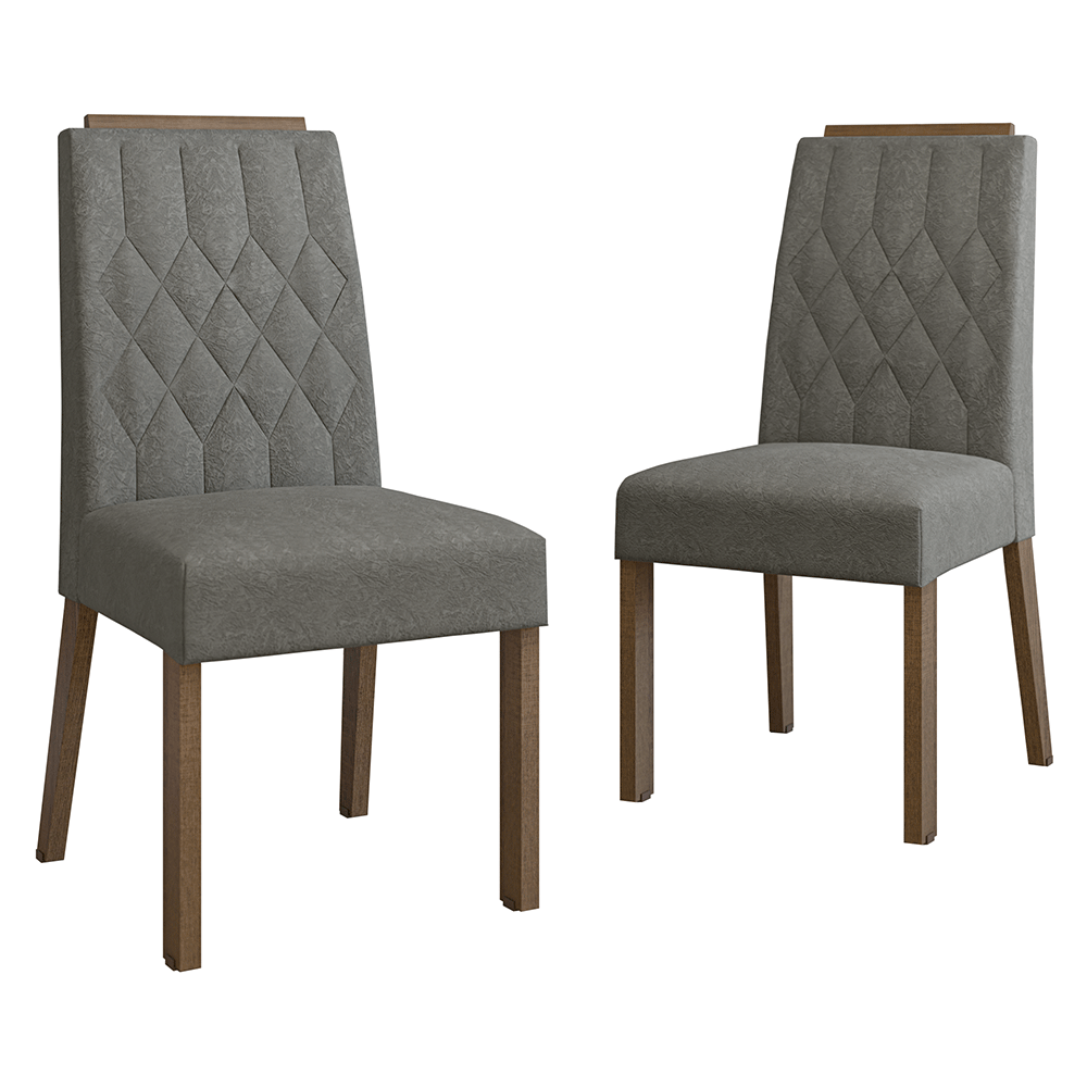 Juego de 2 Sillas 4256 con Detalle Madera Marrón/Silver