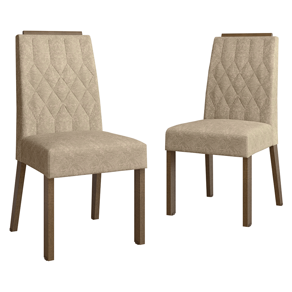 Juego de 2 Sillas 4256 con Detalle Madera Marrón/Imperial