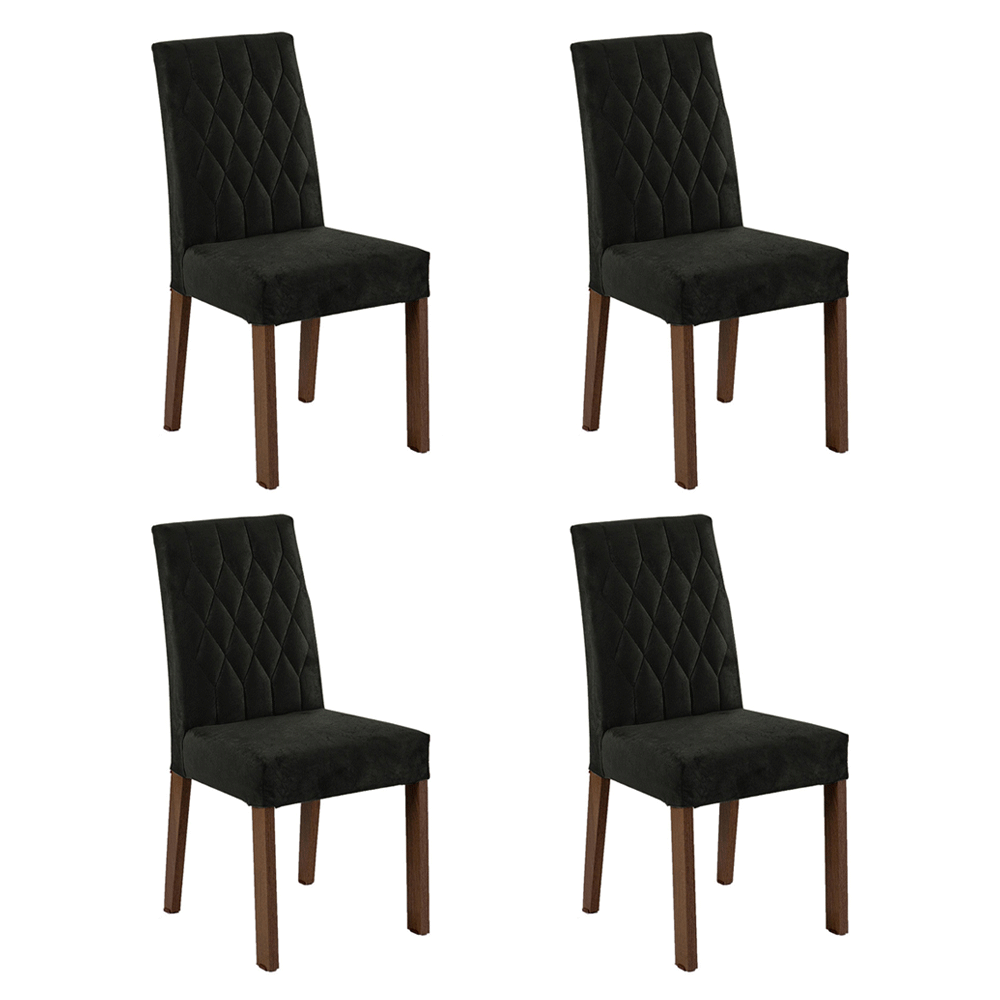 Kit 4 Sillas para Comedor 4256 Marrón/Gamuza Oxford Madesa