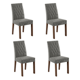 Kit 4 Sillas para Comedor 4256 Marrón/Gamuza Silver Madesa