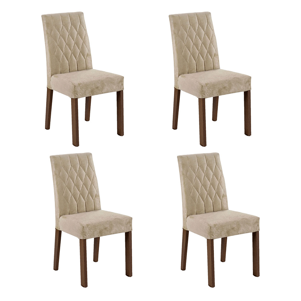 Kit 4 Sillas para Comedor 4256 Marrón/Gamuza Imperial Madesa