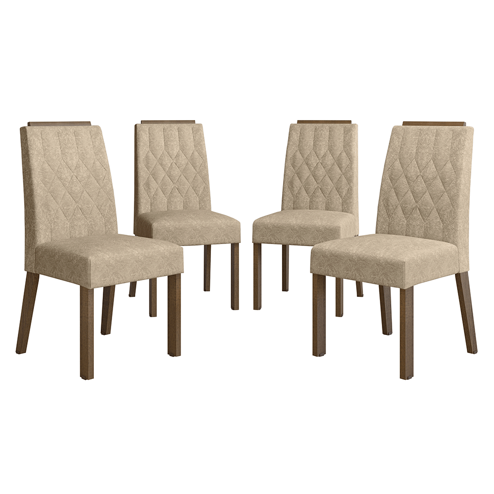 Juego de 4 Sillas 4256 con Detalle Madera Marrón/Imperial